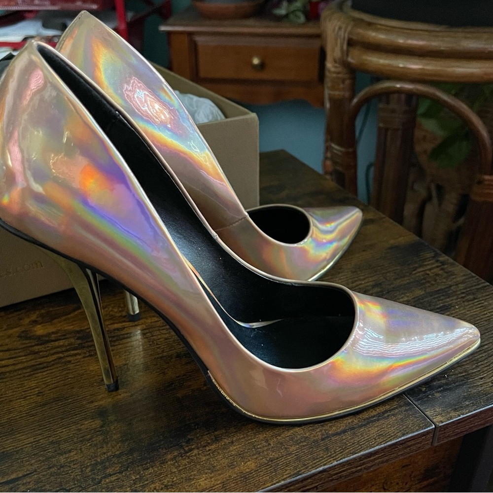 Holographic Stiletto Heels Rosegold